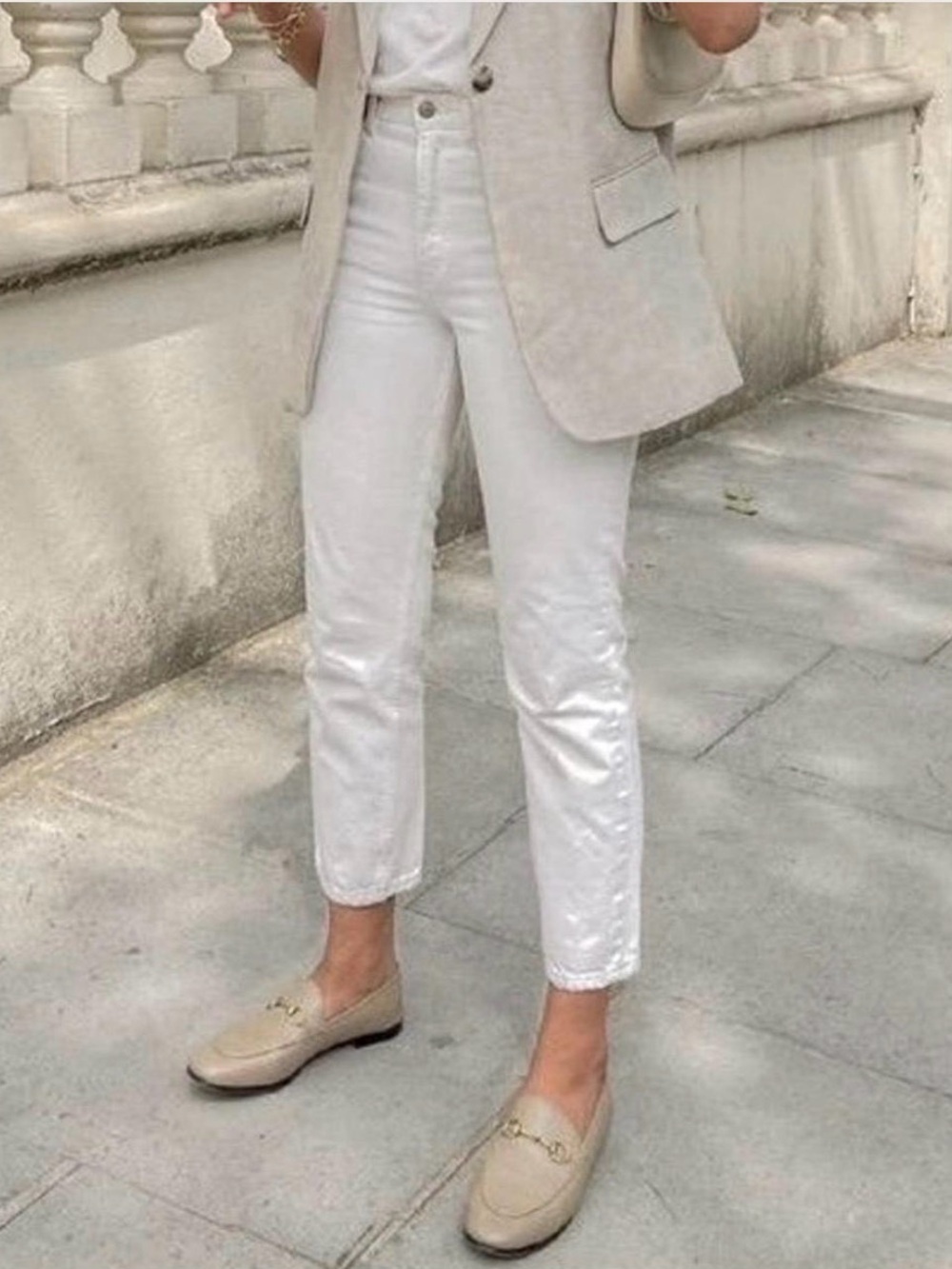 Women's light gray loafers